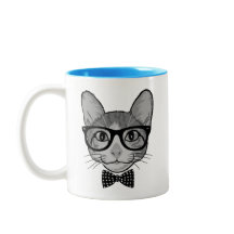 Chat Hipster avec nœud papillon à pois