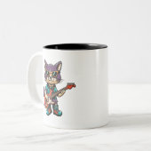 Tasse 2 Couleurs Chat jouant de la guitare (Devant gauche)