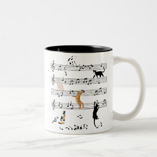 Tasse 2 Couleurs Chat Jouer Note Musique, Naughty Cadeau Chat, Chat
