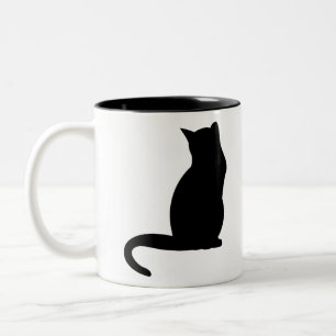 Tasse 2 Couleurs Chat Kitten Silhouette Noir L'ombre Plan