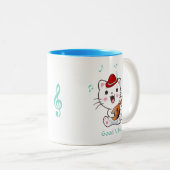 Tasse 2 Couleurs Chat Kitty Barde Chanteuse avec Mandoline (Devant droit)