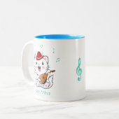 Tasse 2 Couleurs Chat Kitty Barde Chanteuse avec Mandoline (Devant gauche)