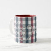 Tasse 2 Couleurs Chat Kitty et Carreaux (Devant gauche)