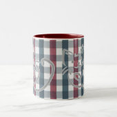 Tasse 2 Couleurs Chat Kitty et Carreaux (Centre)