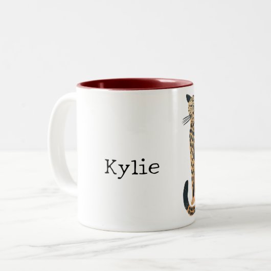 Tasse 2 Couleurs Chat léopard d'or (Devant gauche)