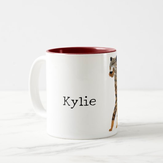 Tasse 2 Couleurs Chat léopard d'or (Devant gauche)