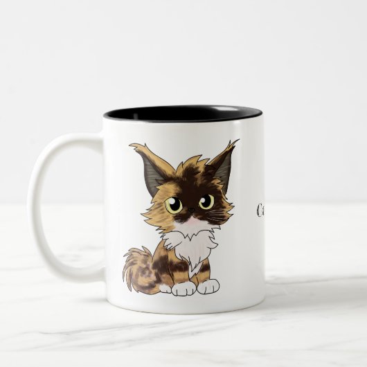 Tasse 2 Couleurs Chat Maine Coon avec le nom (Gauche)