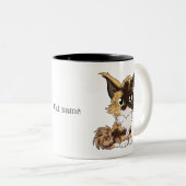 Tasse 2 Couleurs Chat Maine Coon nommé (Devant droit)
