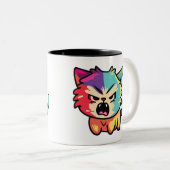 Tasse 2 Couleurs Chat mignon en colère qui baisait. (Devant droit)