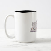 Tasse 2 Couleurs Chat mignon kawaii grumpy endormi (Gauche)