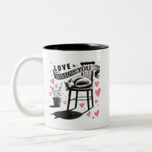 Tasse 2 Couleurs Chat mignon sur une chaise Vous manquant