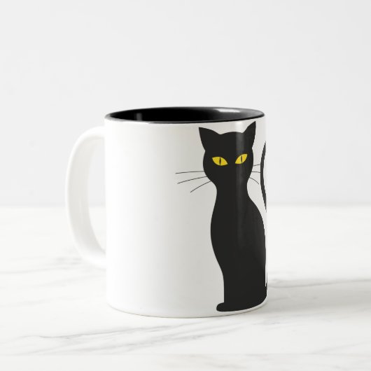 Tasse 2 Couleurs chat noir (Devant gauche)