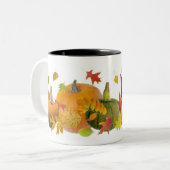 Tasse 2 Couleurs Chat noir avec des citrouilles (Devant gauche)