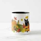 Tasse 2 Couleurs Chat noir avec des citrouilles (Centre)