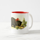 Tasse 2 Couleurs Chat noir chanceux (Devant droit)