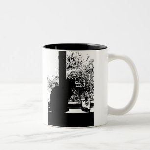 Tasse 2 Couleurs Chat noir dans la fenêtre