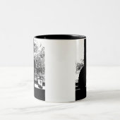 Tasse 2 Couleurs Chat noir dans la fenêtre (Centre)