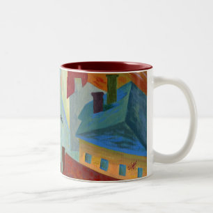 Tasse 2 Couleurs chat noir dans la ville