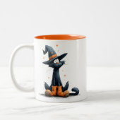 Tasse 2 Couleurs Chat noir d'Halloween (Gauche)