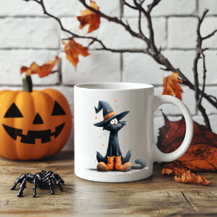 Tasse 2 Couleurs Chat noir d'Halloween
