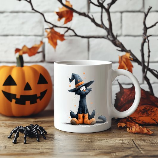 Tasse 2 Couleurs Chat noir d'Halloween