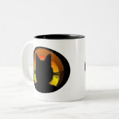 Tasse 2 Couleurs Chat noir d'Halloween (Devant gauche)