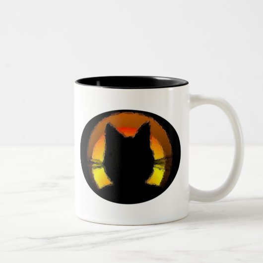 Tasse 2 Couleurs Chat noir d'Halloween (Droit)