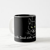 Tasse 2 Couleurs Chat noir drôle (Devant gauche)