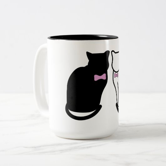 Tasse 2 Couleurs Chat noir et blanc (Devant gauche)