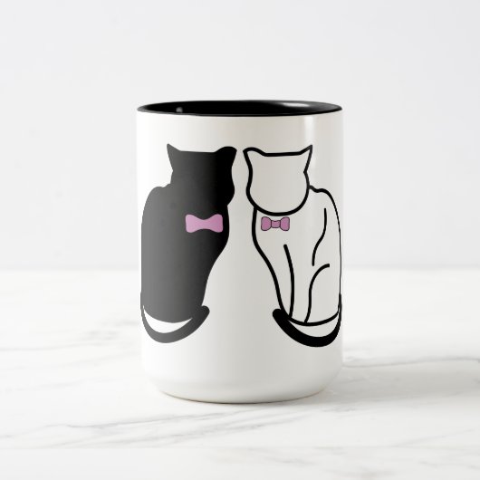 Tasse 2 Couleurs Chat noir et blanc (Centre)