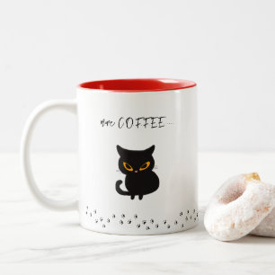 Tasse 2 Couleurs Chat Noir Grincheux Plus de Café