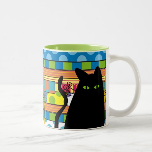 Tasse 2 Couleurs Chat noir lunatique "le gros chat " (Droit)