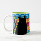 Tasse 2 Couleurs Chat noir lunatique "le gros chat " (Gauche)