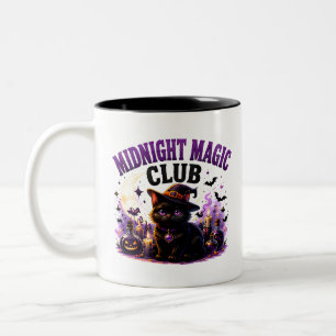 Tasse 2 Couleurs 🐈‍⬛ Chat Noir Magique Citation Halloween 🌙