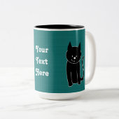 Tasse 2 Couleurs Chat noir mignon (Devant droit)