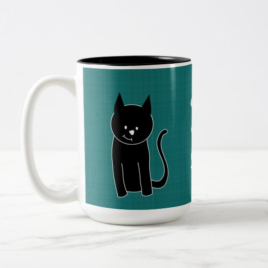 Tasse 2 Couleurs Chat noir mignon (Gauche)