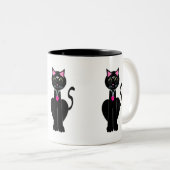 Tasse 2 Couleurs Chat noir mignon (Devant droit)