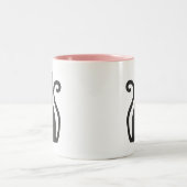 Tasse 2 Couleurs Chat noir mignon et coeur rose (Centre)