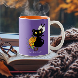 Tasse 2 Couleurs Chat noir mignon violet effrayant Halloween Citrou