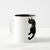 Tasse 2 Couleurs CHAT NOIR NINJA Blanc (Devant gauche)