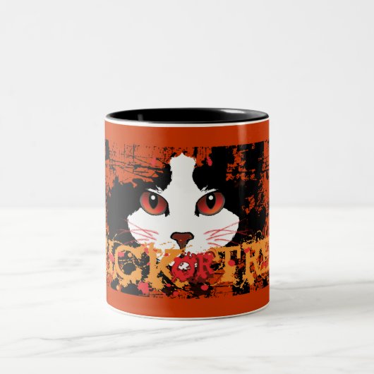 Tasse 2 Couleurs Chat noir - Tricoter ou traiter (Centre)