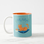 Tasse 2 Couleurs Chat orange lambinant (Gauche)