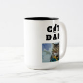 Tasse 2 Couleurs Chat Papa Cute Silhouette Photo (Devant droit)