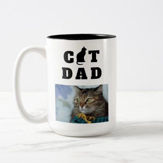 Tasse 2 Couleurs Chat Papa Cute Silhouette Photo (Gauche)