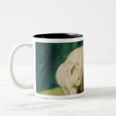 Tasse 2 Couleurs Chat persan blanc avec deux chatons (Gauche)