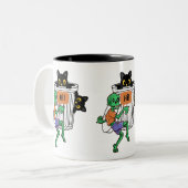 Tasse 2 Couleurs Chat Peureux Halloween (Devant gauche)
