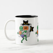 Tasse 2 Couleurs Chat Peureux Halloween (Gauche)