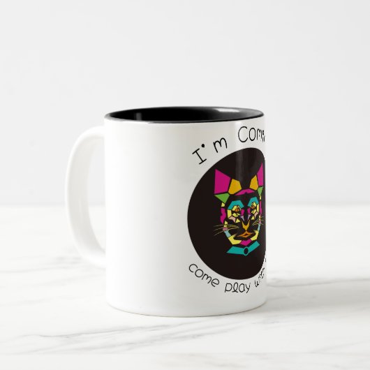 Tasse 2 Couleurs chat pop art (Devant gauche)