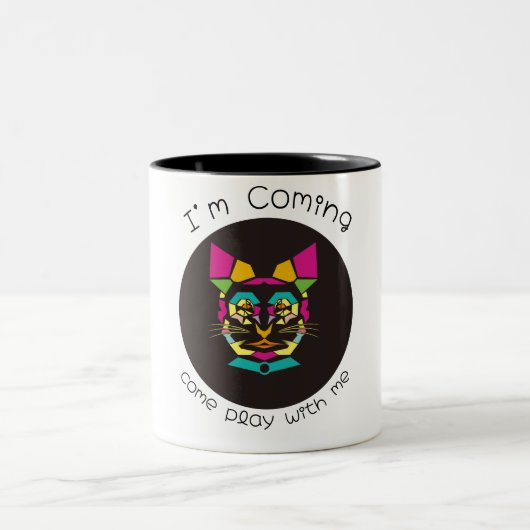 Tasse 2 Couleurs chat pop art (Centre)