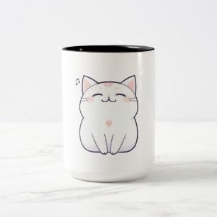 Tasse 2 Couleurs Chat qui chante avec une note de musique Design Ka